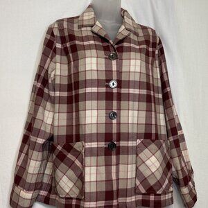 Pendleton 49er Wool Jacket Wmns Large Pink Dusty Rose Plaid